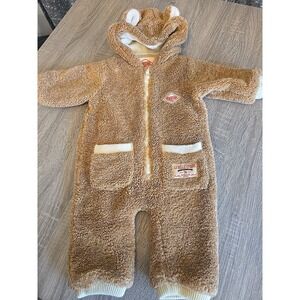 Bebedepino La Belle Epoque Baby Sherpa Bear Jumpsuit Romper Brown Sz 85 12-18 M